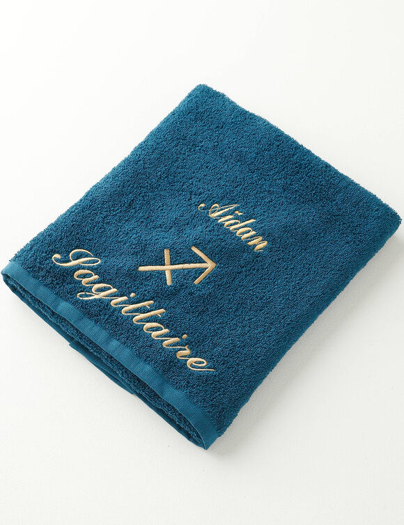 Serviettes de bain brodées Sagittaire personnalisable - 420g/m2 (bleu paon) Serviettes de bain brodées Sagittaire personnalisable - 420g/m2 (bleu paon)